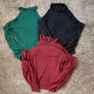 Long Sleeve Tees - Green, Black, Red